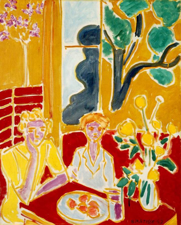 Two Girls in a Yellow and Red Interior by Henri Matisse