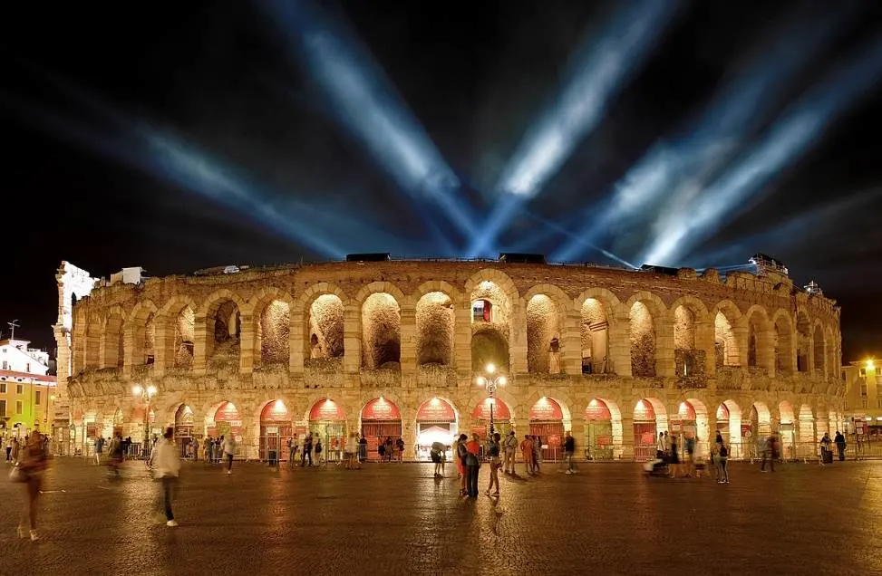 Verona arena at night