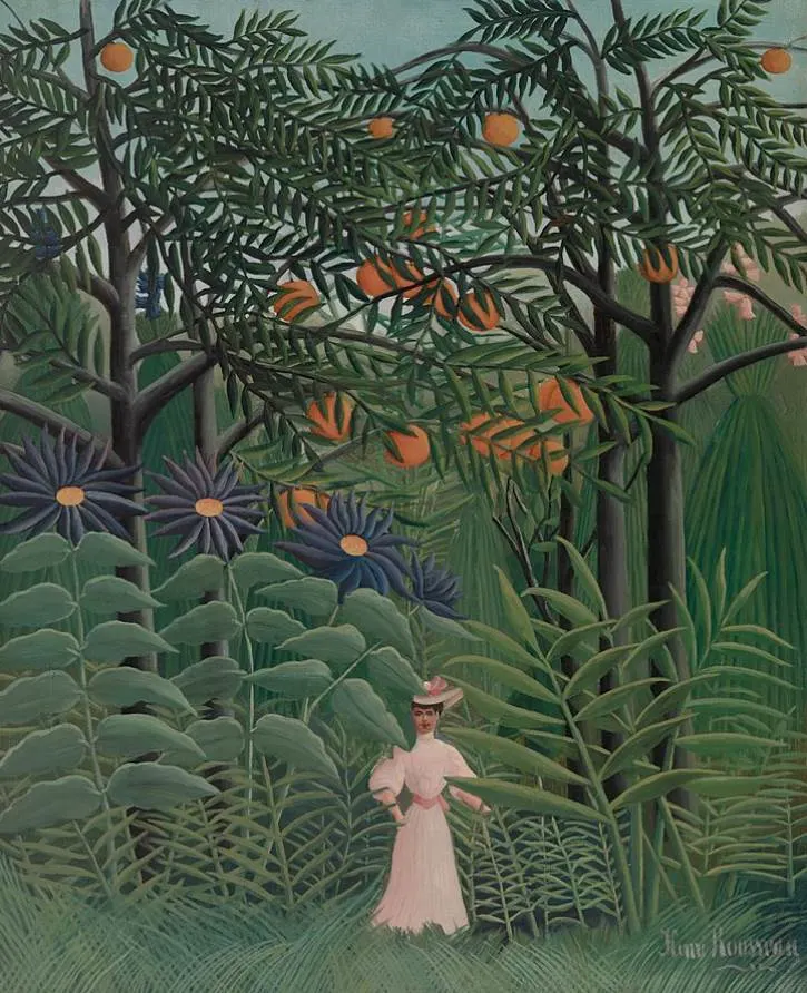 Woman Walking in an Exotic Forest by Henri Rousseau