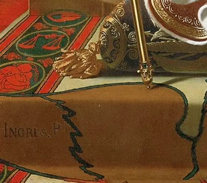 Napoleon I on his Imperial Throne detail of carpet