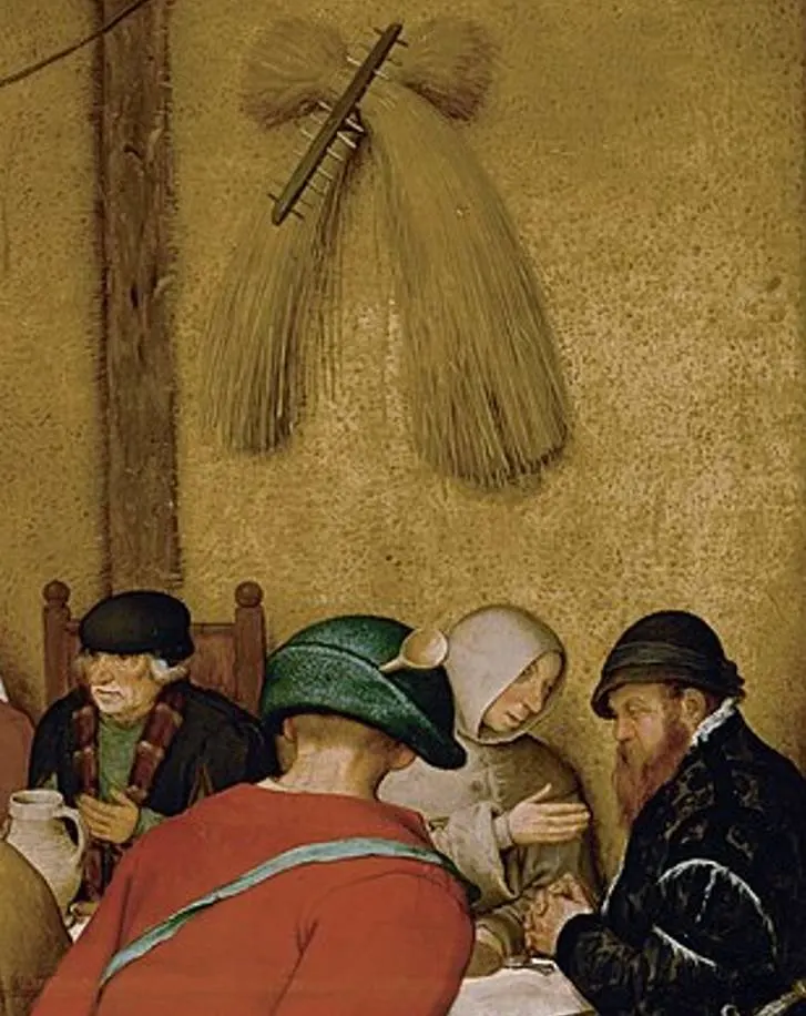 The Peasant Wedding rake and hay and rich man and Franciscan Monk