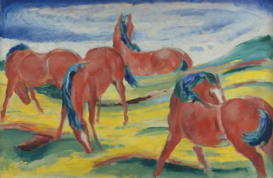 Weidende Pferde III Grazing Horses III by Franz Marc