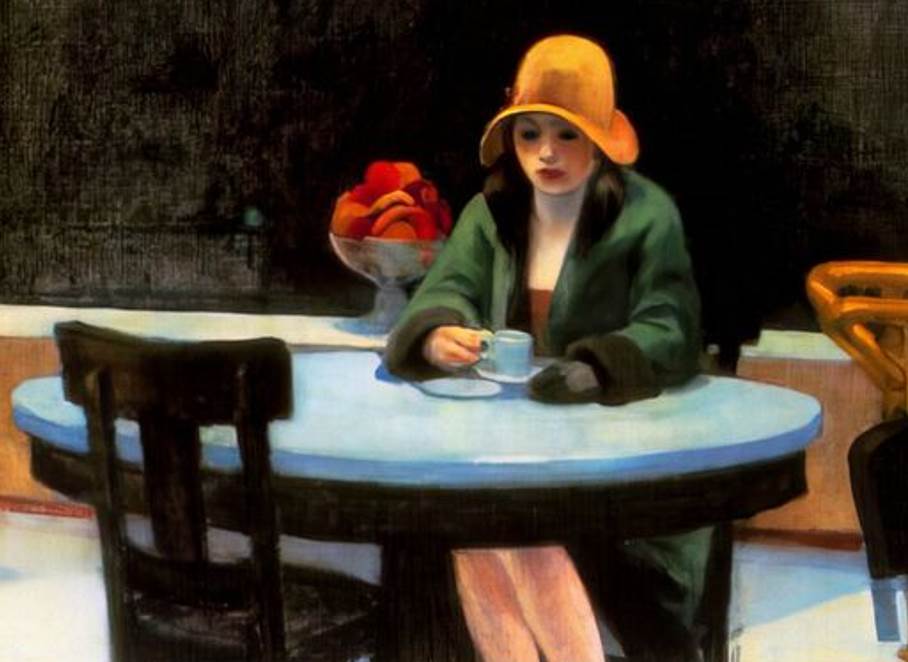 Automat by Edward Hopper detail of the girl