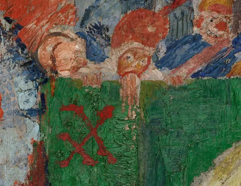 James Ensor Figure vomiting on Les XX logo
