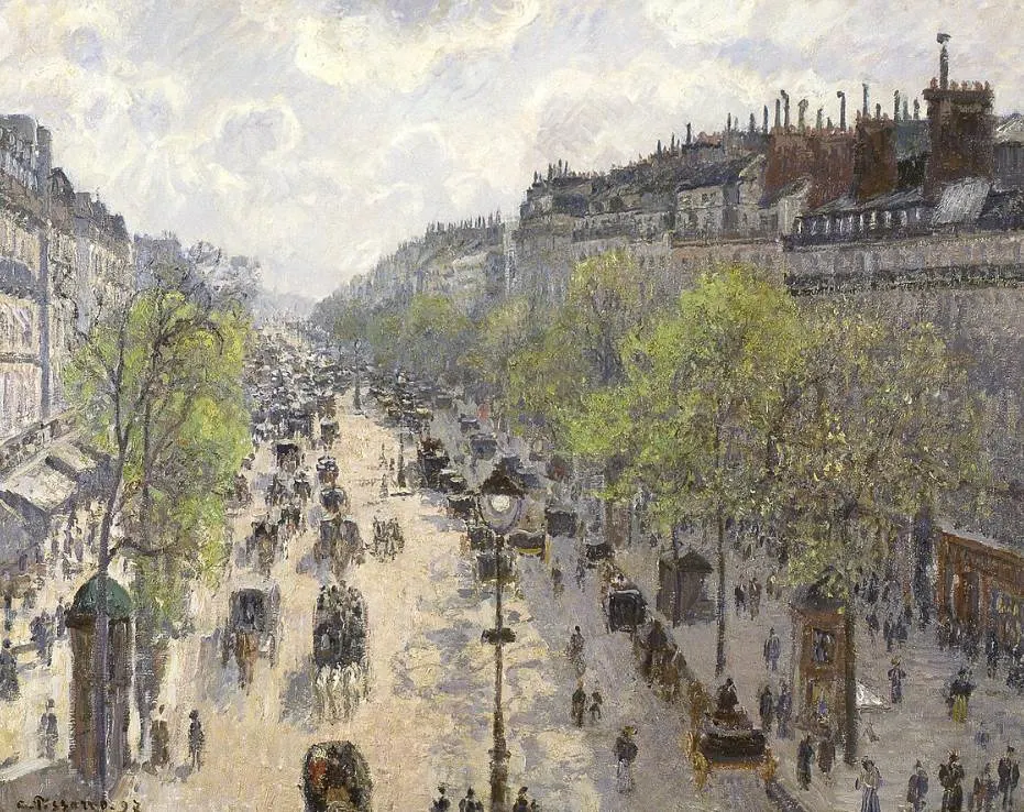 Le Boulevard de Montmartre, Matinée de Printemps by Camille Pissarro
