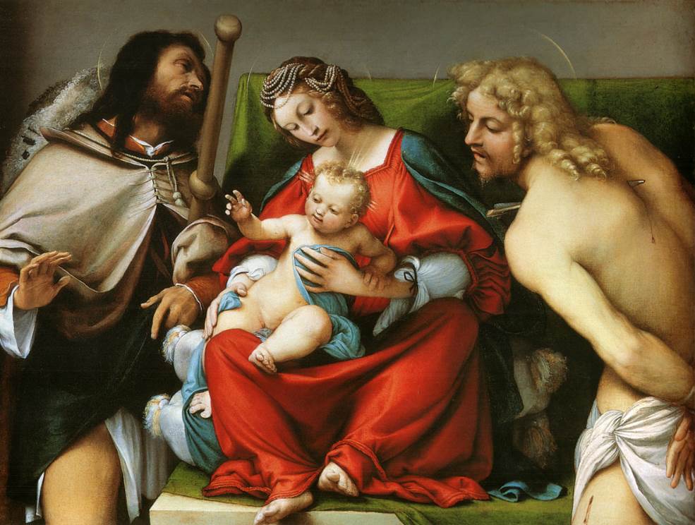 Madonna and Child with Saint Roch and Saint Sebastian by Lorenzo Lotto
