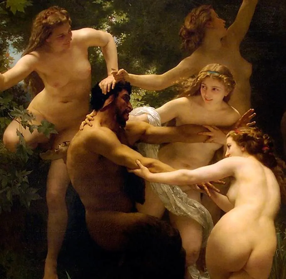 Nymphs and Satyr Bougereau analysis