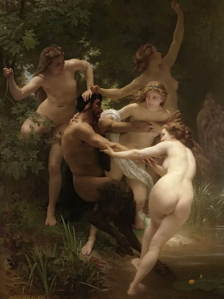 Nymphs and Satyr by Bougereau