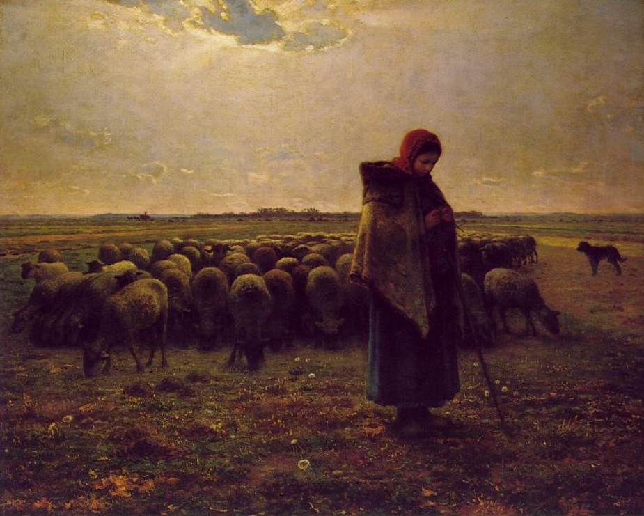 Shepherdess with her Flock by Jean-François Millet