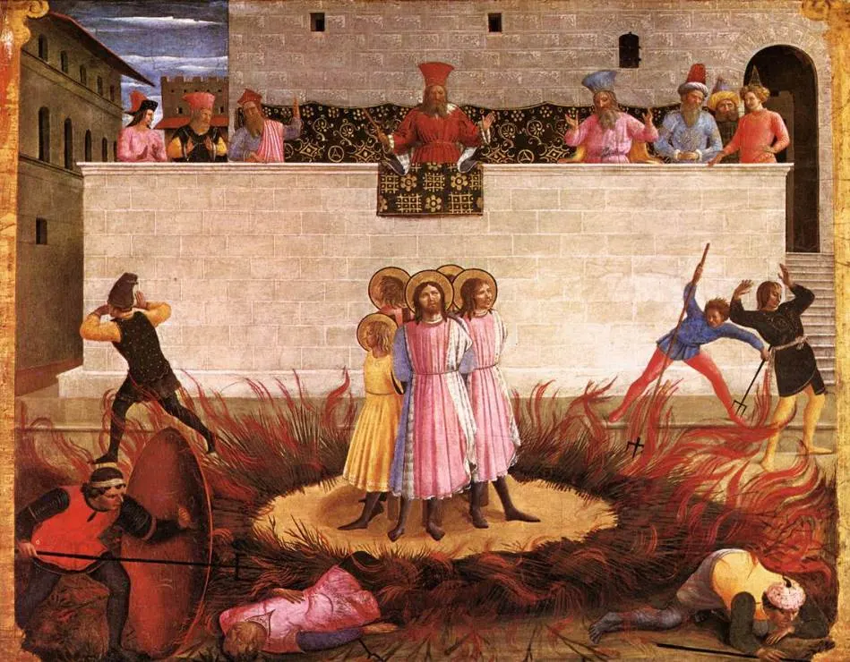 Sts Cosmas and Damian and their Brothers surviving the Stake by Fra Angelico