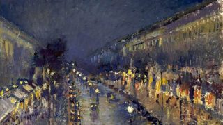 The Boulevard Montmartre at Night by Camille Pissarro