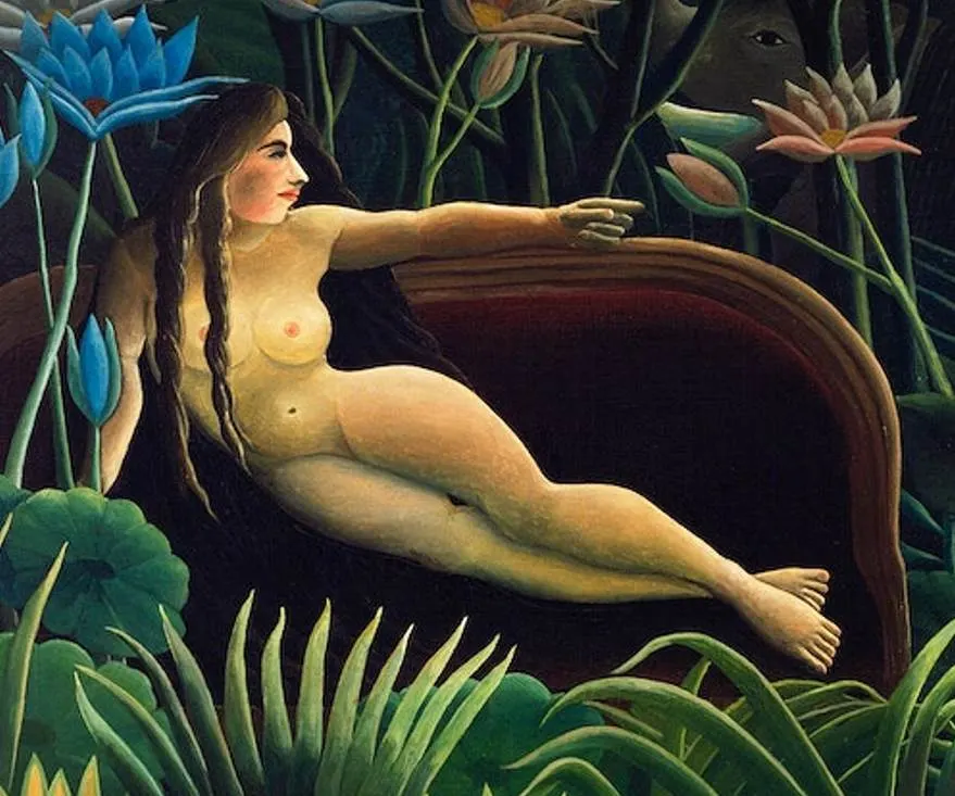 The Dream by Henri Rousseau detail of nude woman
