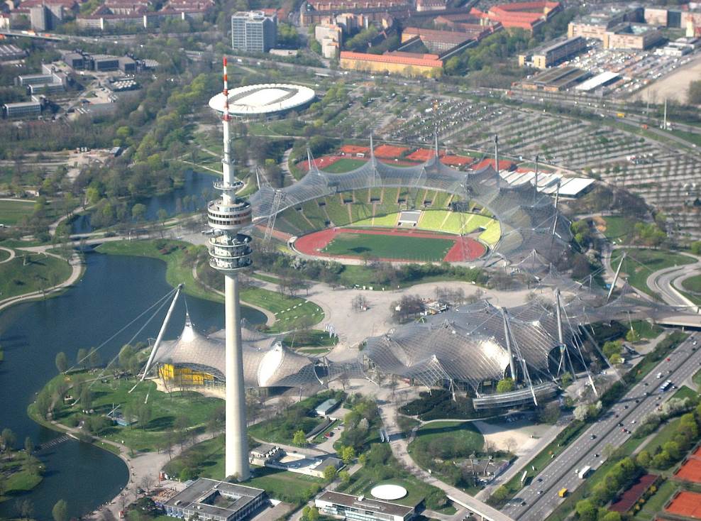 Olympiaturm Munich aerial view