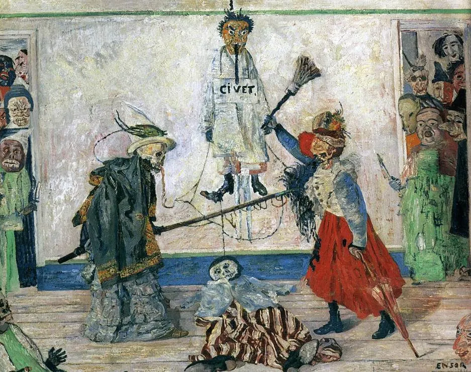 Skeletons Fighting over a Hanged Man by James Ensor