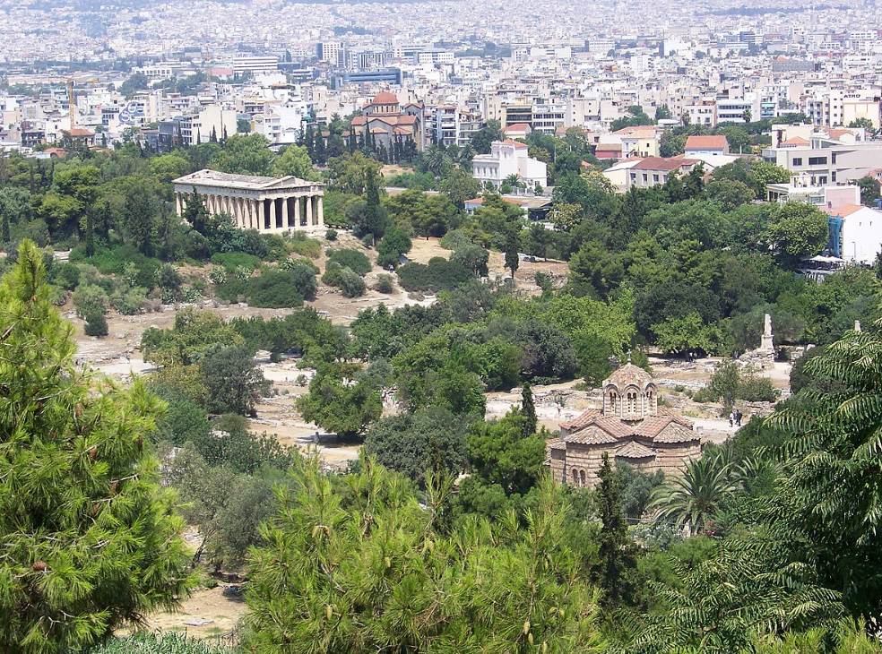 Temple of Hephaestus aerial view