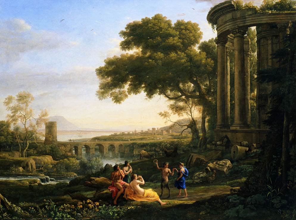 Landscape with Nymph and Satyr Dancing by Claude Lorrain