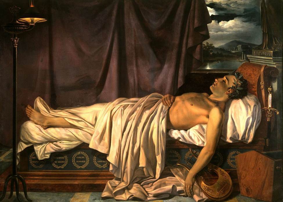 Lord Byron on his death bed by Joseph Denis Odevaere
