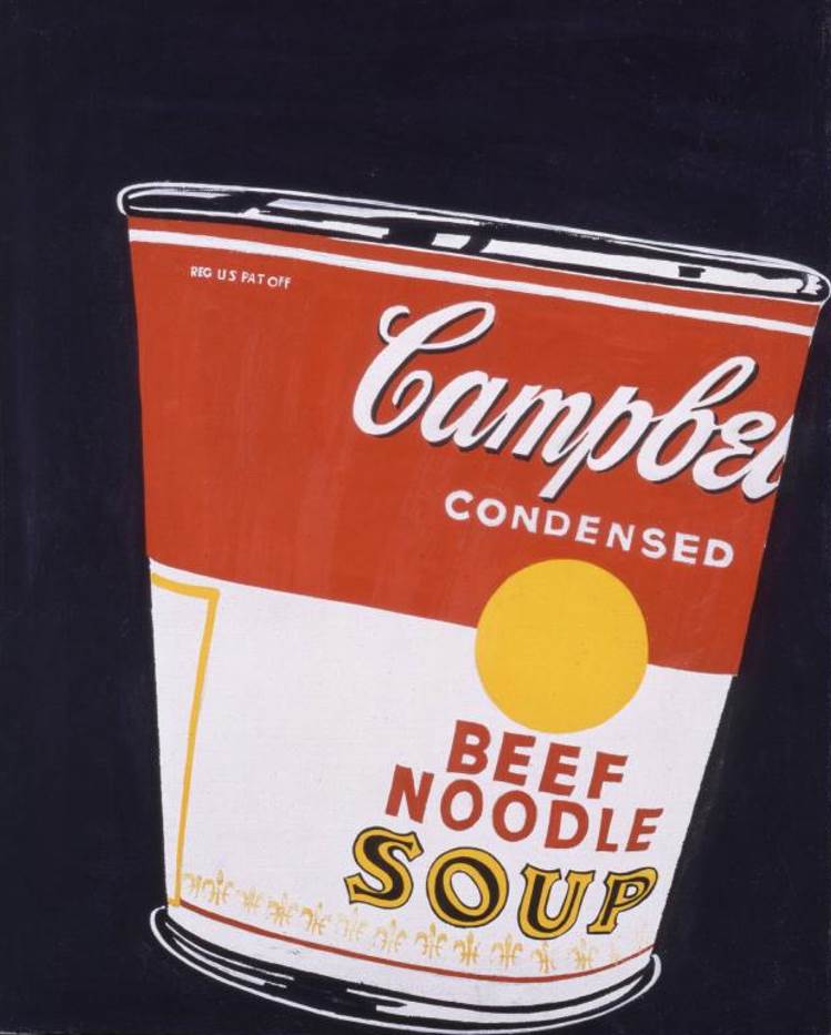 Small Crushed Campbells Soup Can Beef Noodle by Andy Warhol