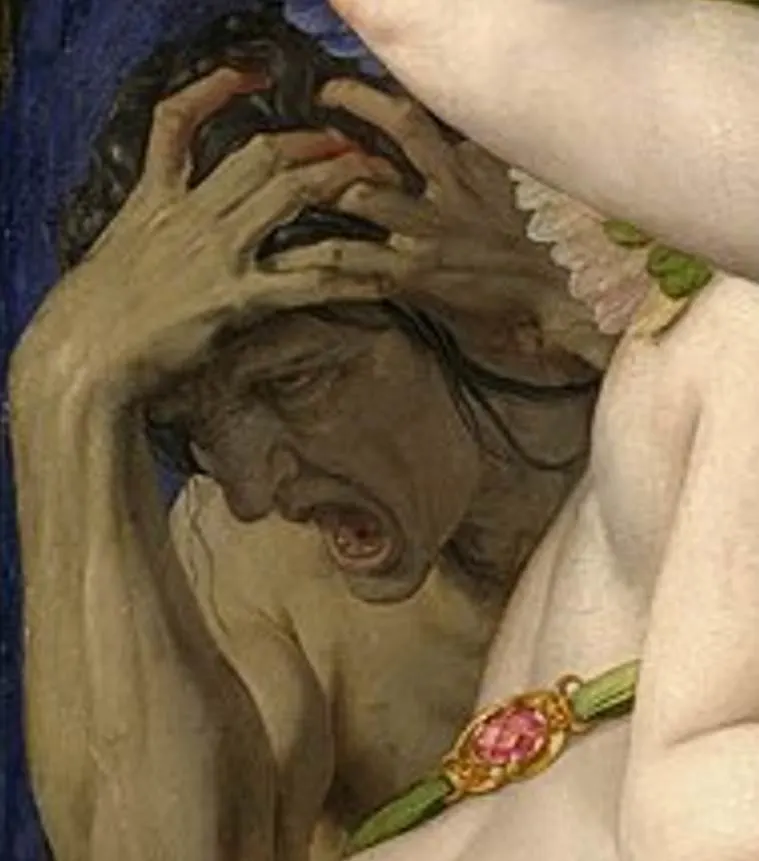 Venus Cupid Folly and Time detail of old woman jealousy
