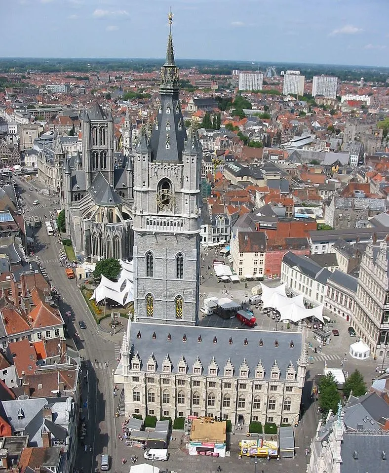 Belfry of Ghent from Saint Bavos Cathedral