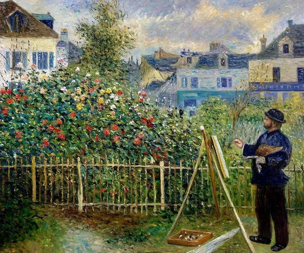 Claude Monet Painting in His Garden at Argenteuil by Pierre Auguste Renoir