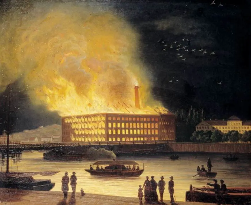 Eldkvarn burning in 1878 by Gustaf Carleman.