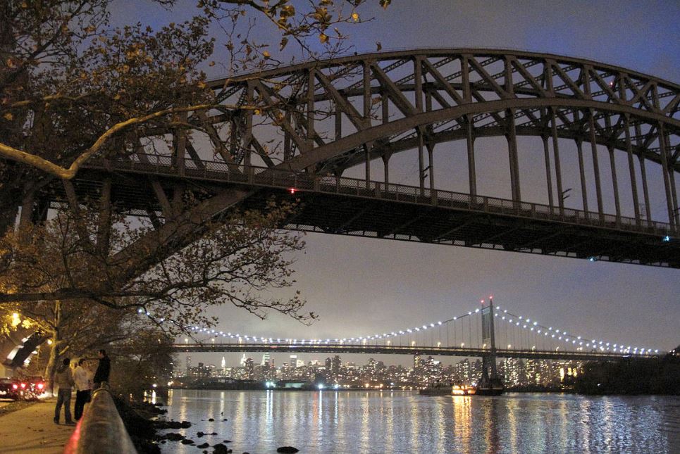 Hell Gate Bridge at night