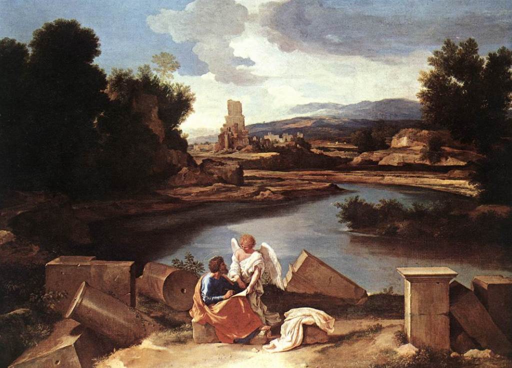 Landscape with Saint Matthew by Nicolas Poussin