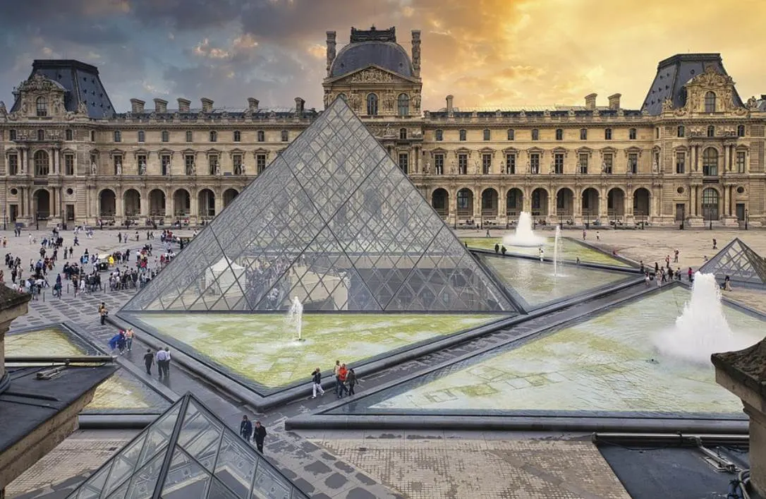 Louvre Museum in Paris Entrance and buildings