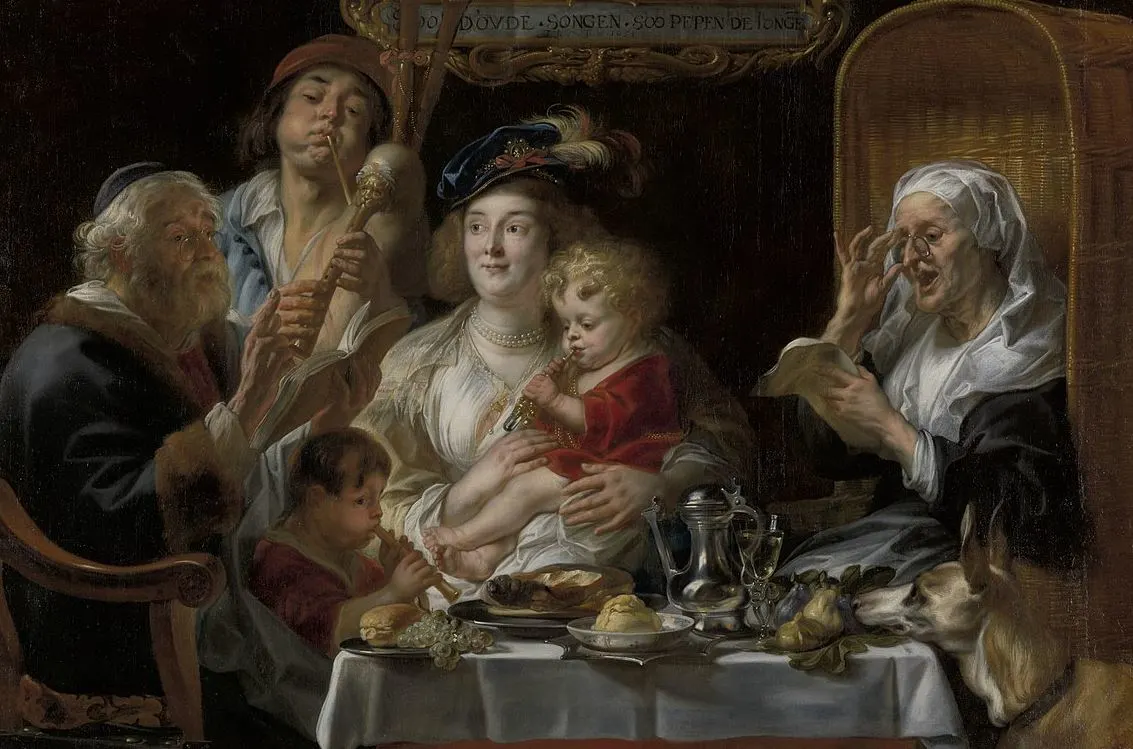 The Old Folks Sing the Young Folks Chirp by Jacob Jordaens
