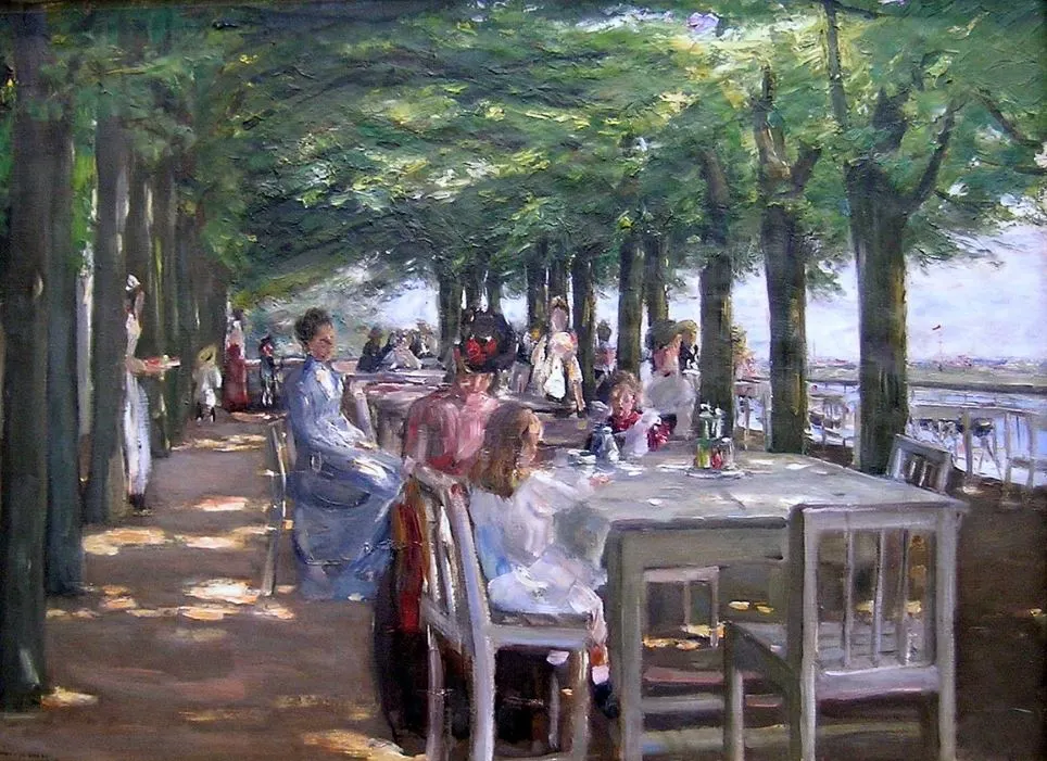 The Terrace at the Restaurant Jacob by Max Liebermann