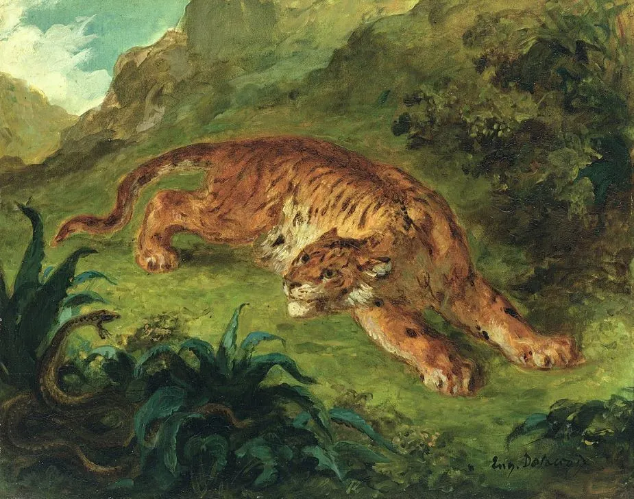 Tiger and Snake by Eugene Delacroix