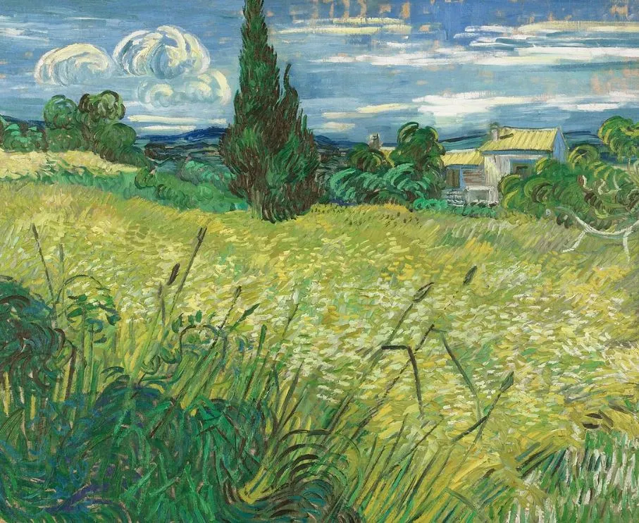 Famous Green Paintings Green Wheat Field with Cypress by Vincent van Gogh