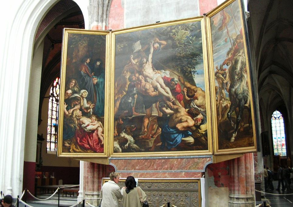 The Raising of the Cross by Rubens in Cathedral of Our Lady Antwerp