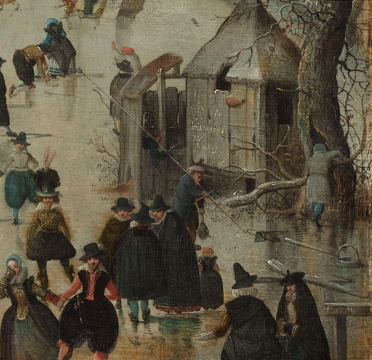 Avercamps signature in Winter Landscape with Skaters