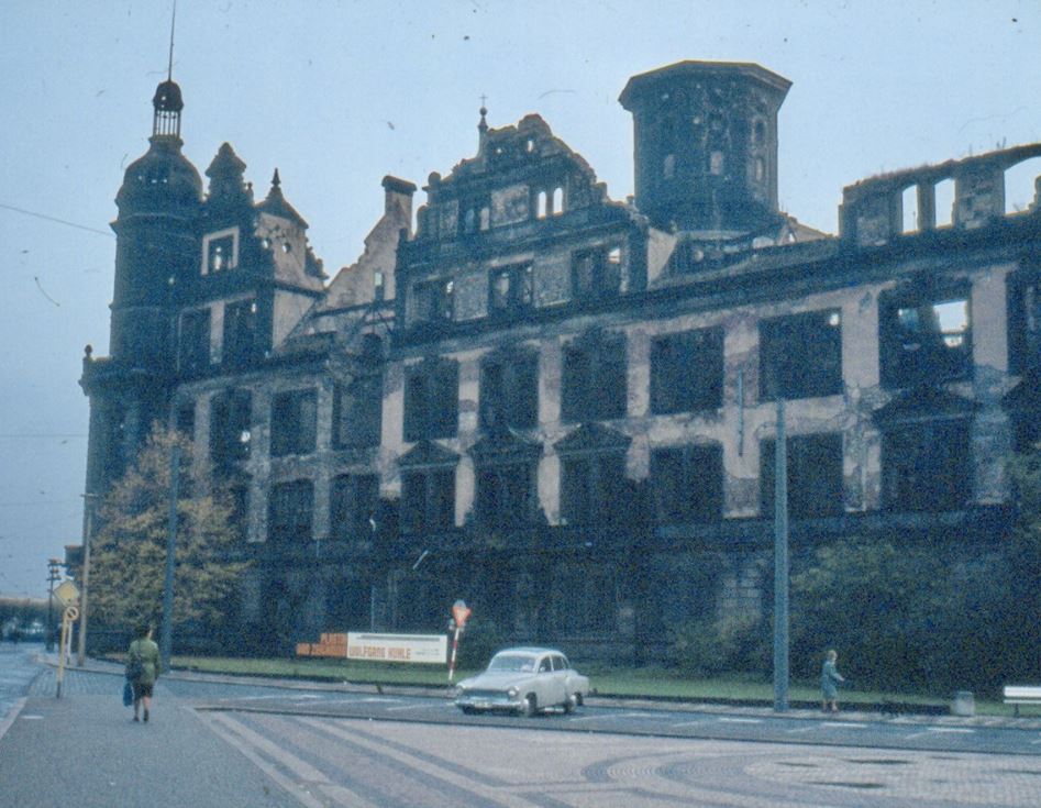 Dresden Castle in ruins during the 1980s