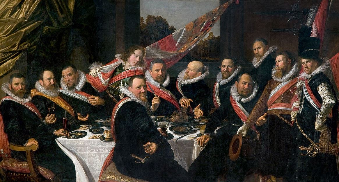 The Banquet of the Officers of the St George Militia Company in 1616 by Frans Hals