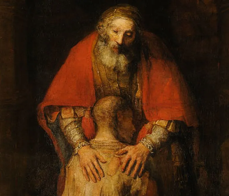 The Return of the Prodigal Son Rembrandt detail of father and son