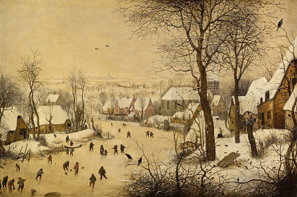 Winter Landscape with Ice skaters and Bird trap by Pieter Bruegel the Elder