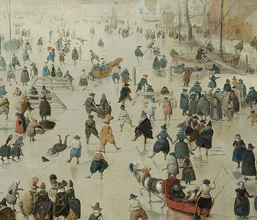 Winter landscape with skaters detail of the skaters