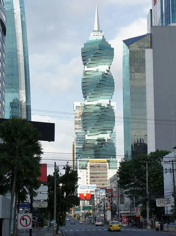 Famous twisted skyscrapers FF Tower in Panama City