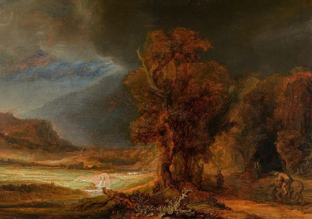 Landscape with the Good Samaritan by Rembrandt van Rijn