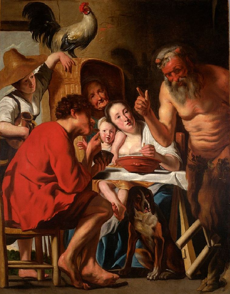 The Satyr and the Peasant by Jacob Jordaens Krakow version