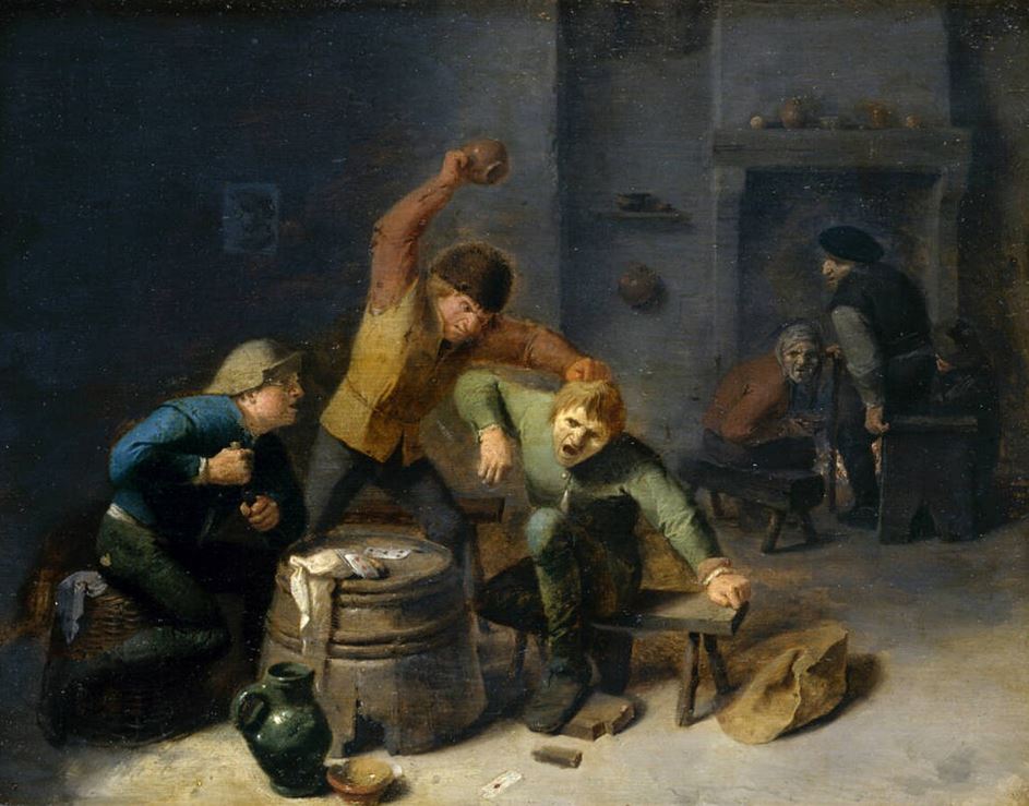 Peasants Brawling Over Cards Brouwer paintings