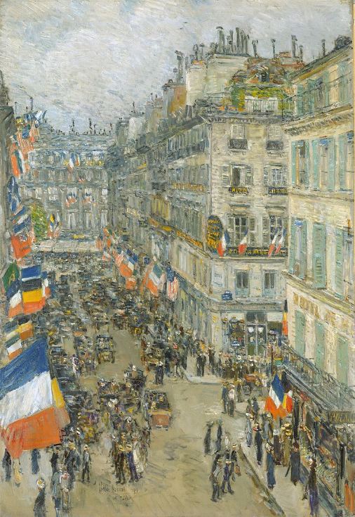 Top 10 Famous Paintings by Childe Hassam 5 July Fourteenth, Rue Daunou, 1910