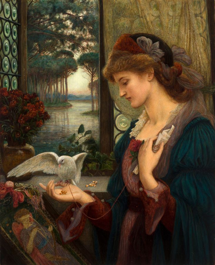 Top 10 Famous Pre-Raphaelite Brotherhood Paintings 9 Love’s Messenger by Marie Spartali Stillman